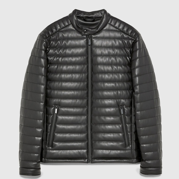 zara leather puffer jacket